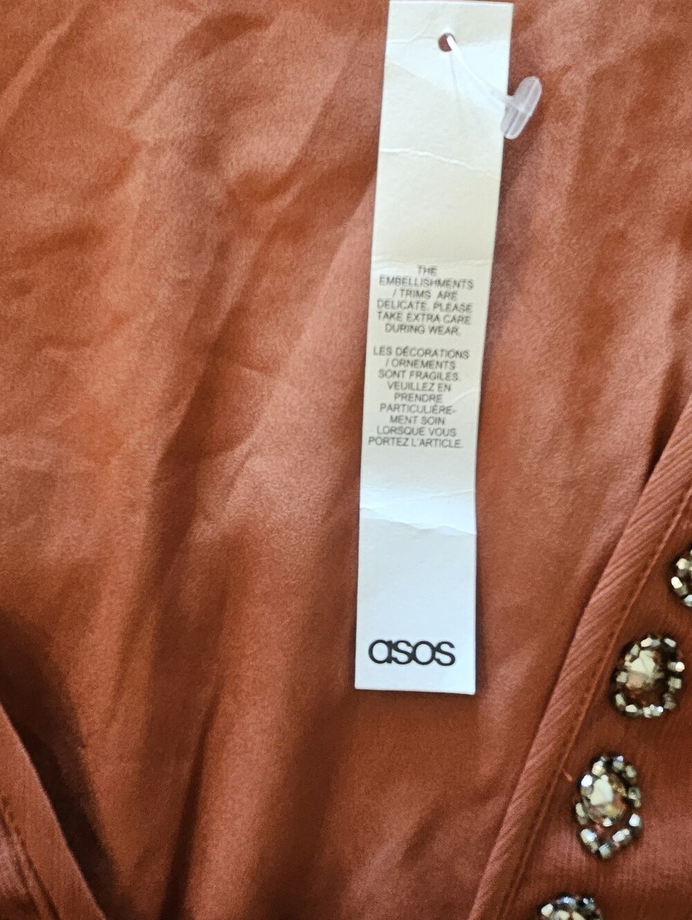 ASOS DESIGN Embellished Boho Maxi Dress Rust Orange NWT Size 10 - Picture 9 of 9